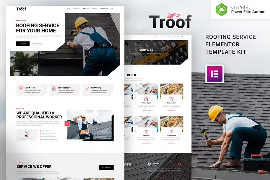 TROOF – ROOFING SERVICE ELEMENTOR TEMPLATE KIT